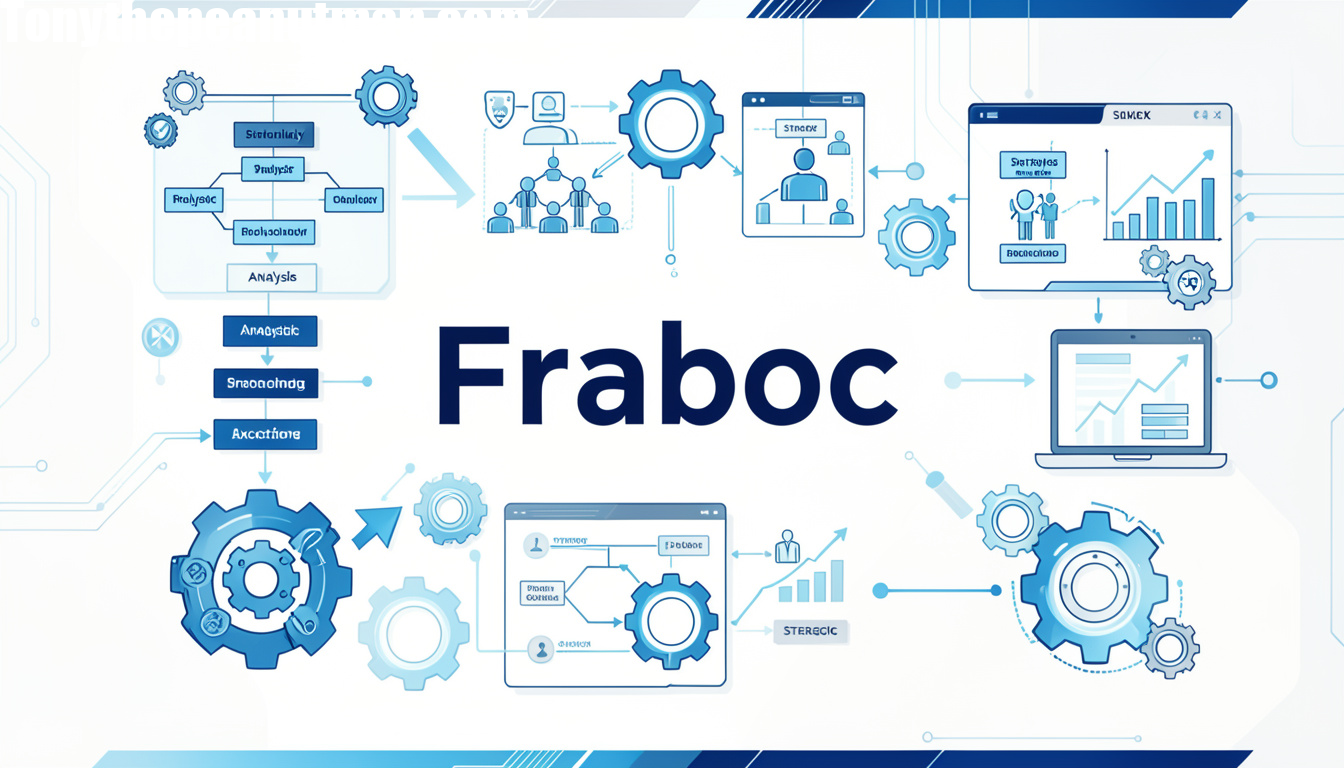 Illustration of the Fraboc framework showing structured analysis, strategic evaluation, and teamwork in business, healthcare, and technology