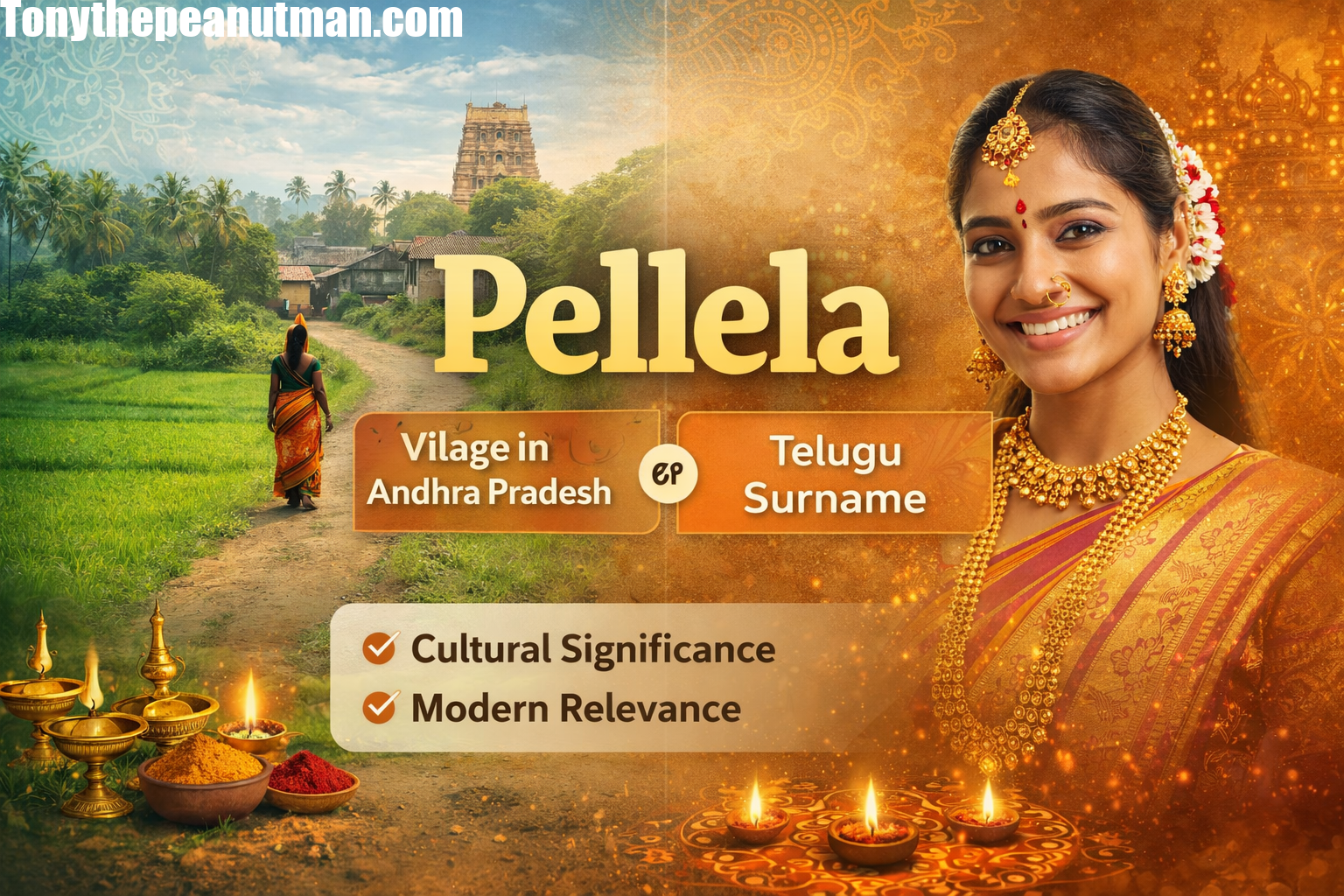 A scenic view of Pellela village showing rural landscapes, traditional houses, and cultural elements.